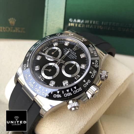 Rolex Daytona Oysterflex Black Dial Diamond Stick Dot 116519LN Inspired & Guarantee Card