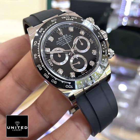 Rolex Daytona Oysterflex 116519LN Black Rubber Bracelet Inspired in their hands