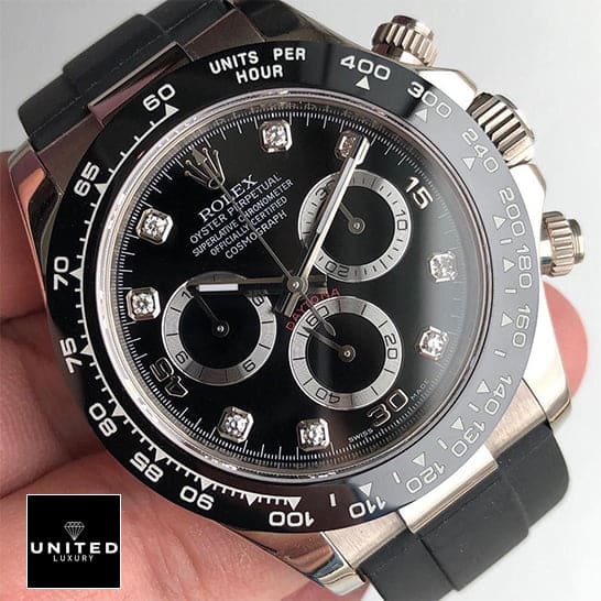 Rolex Daytona Oysterflex 116519LN Black Bezel Stainless Steel Case Inspired