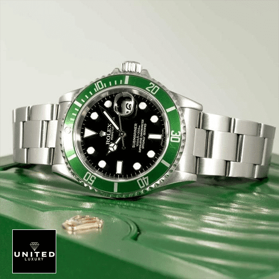 Rolex Submariner Date Kermit Black Dial 16610LV MK2 Inspired on the Green Rolex Box