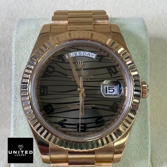 Rolex Wave chocolate brown dial has Roman numerals 218235-0035 Inspired