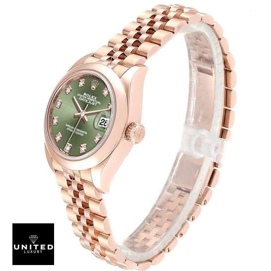 Rolex Lady-Datejust 279165-0011 Everose Gold Automatic Green With Diamond Dial Jubilee Inspired