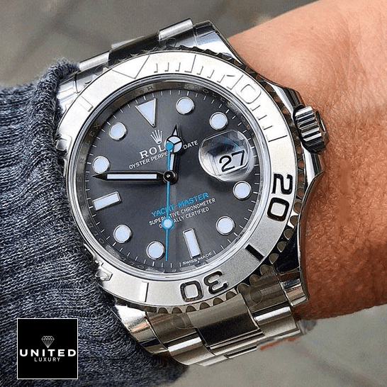 Rolex Yacht Master 116622-0003 Inspired grey dial on the wrist