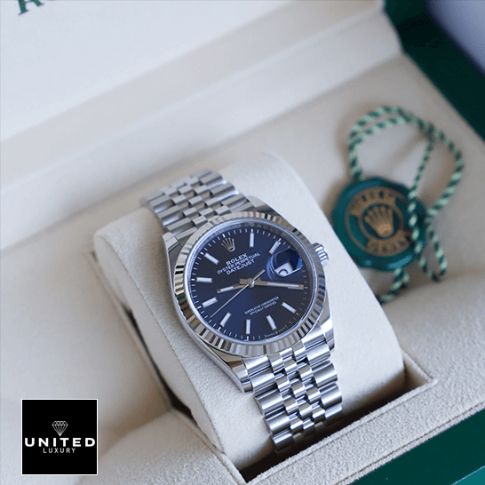 Rolex Datejust Jubilee 126334 Blue Dial Inspired in the rolex box