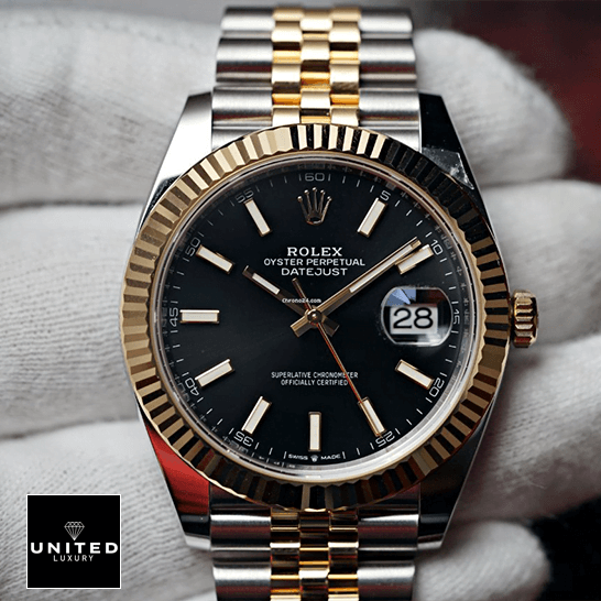 Rolex 126333 Datejust Black Dial Jubilee Inspired on the hand