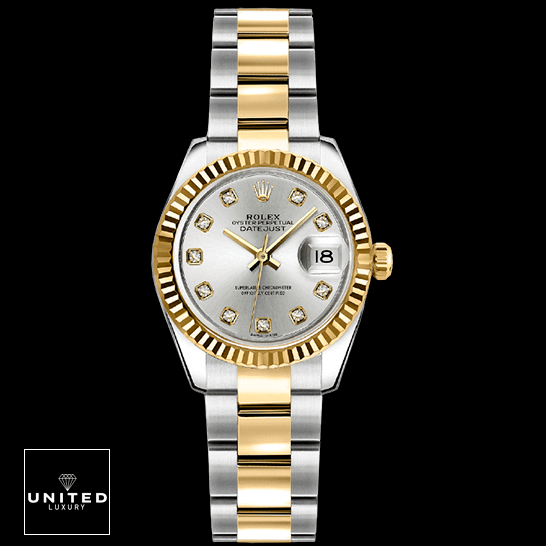 Rolex Datejust 179173 White Dial with Diamonds Inspired Black Background