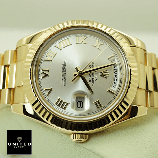 Rolex Day-Date II Collection Gold Silver White Dial 218238 Inspired