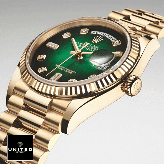 Rolex Day-Date Yellow Gold 118238 Fluted Bezel Green dDİal Inspired