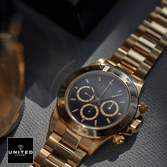 Rolex Daytona Cosmograph Yellow Gold Black Dial 16528 Oyster Inspired