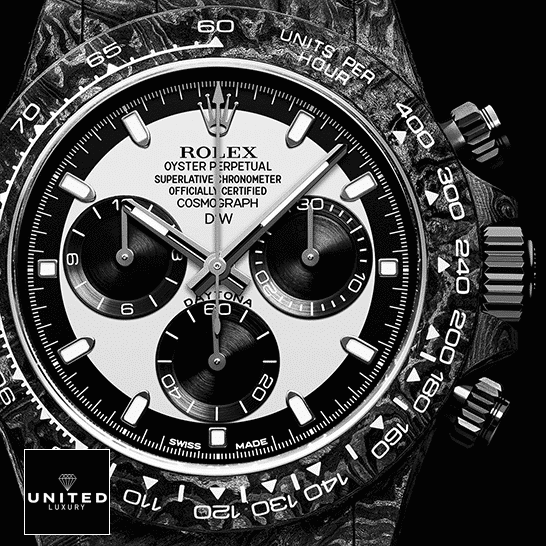 Rolex Daytona Carbon Cream Dial Inspired Black Background