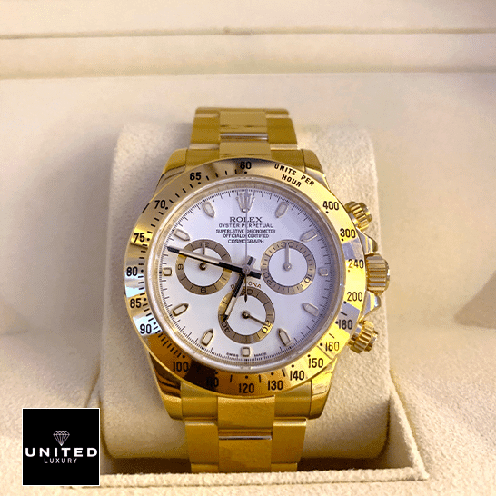 Rolex Daytona 116528 Yellow Gold Bezel White Dial Oyster Inspired