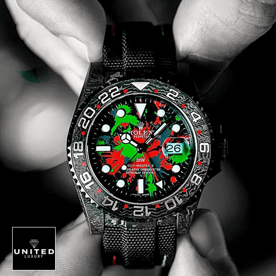 Rolex GMT-Master II Motley Black,Red,Green Dial Inspired hand-held