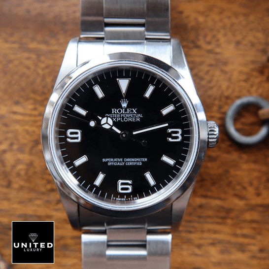 Rolex Explorer 124270 Black Dial Inspired on the brown Table