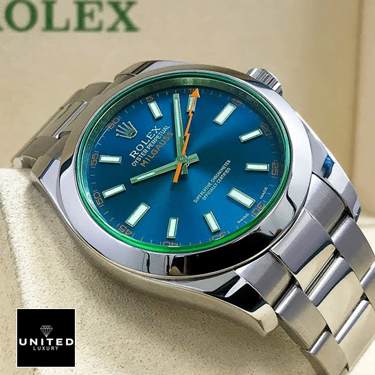 Rolex Milgauss 116400GV-0002 Green Sapphire Crystal and Blue Dial Oyster Inspired in the Rolex Box