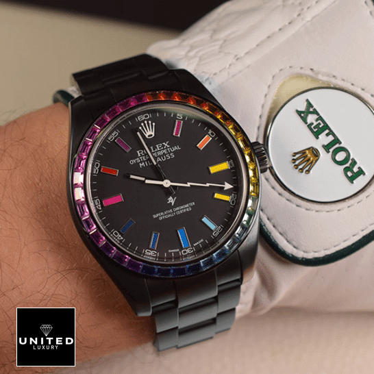 Rolex Milgauss 116400 Rainbow Gem-Set Bezel Inspired on his arm