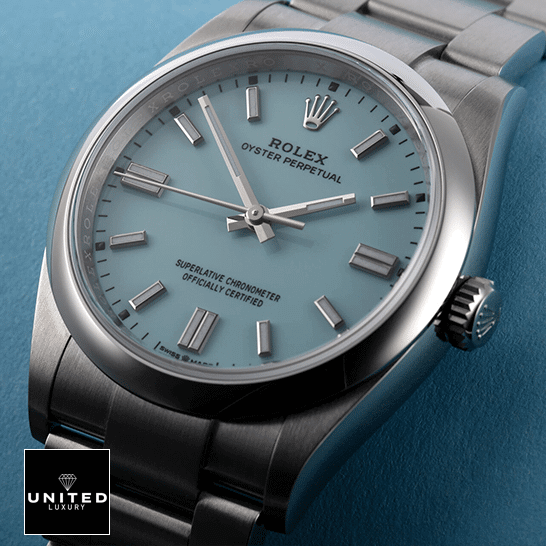 Rolex Perpetual 126000 S.Steel Case Turquoise Dial Stick Dot İndices Inspired