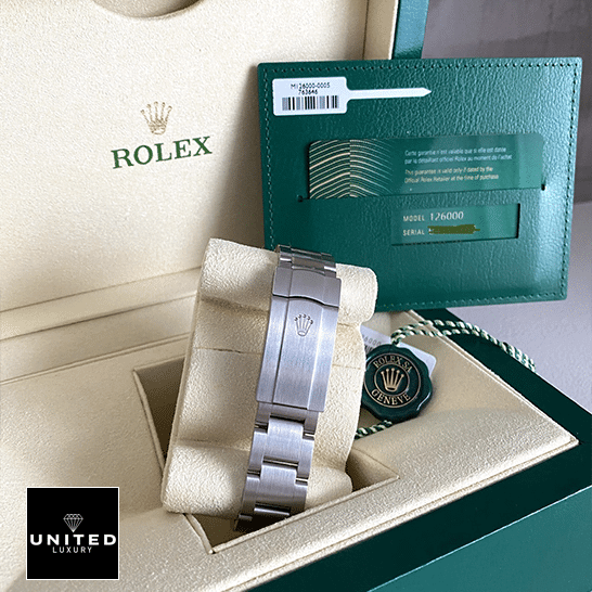 Rolex Oyster Perpetual 126000 Stainless Steel Oyster Bracelet Inspired& Guarantee Card in the Green Rolex Box