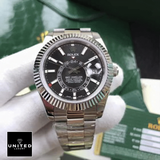 Rolex Sky-Dweller Black Dial 326934 Fluted Bezel Oyster Inspired