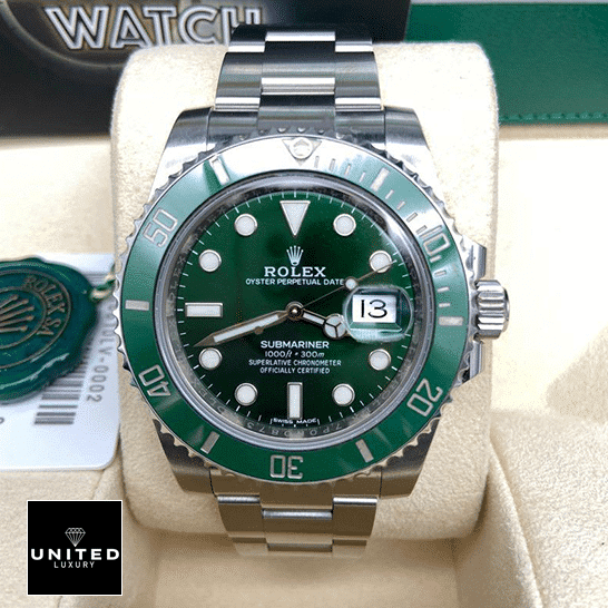 Rolex Submariner Hulk 116610LV Green Dial Inspired in the Box