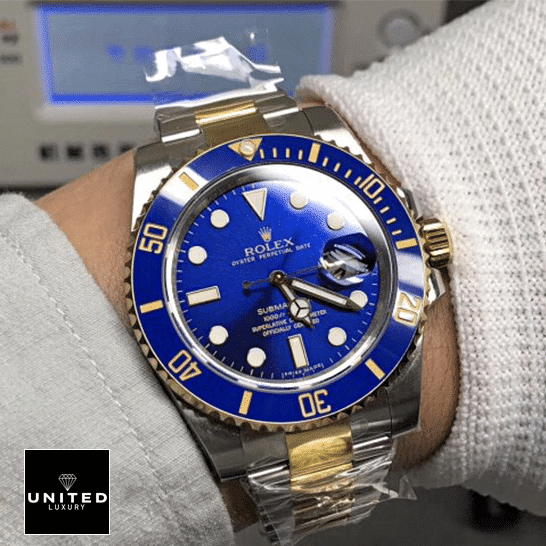 Rolex Submariner Date Two Tone Blue Dial 16613 Inspired on his arm