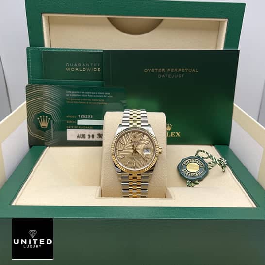 Rolex Datejust 36 126231-0033 Yellow Gold Dial Inspired in the Green Rolex Box