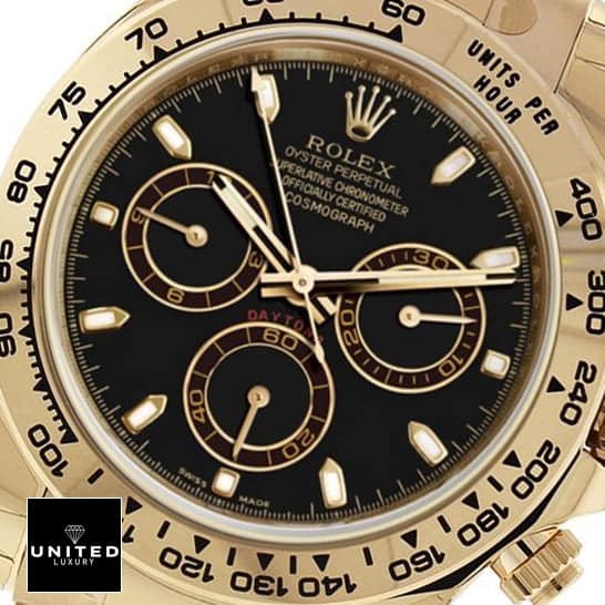 Rolex Daytona Yellow Gold 116508-0004 Inspired black dial his stick indices and stick hands